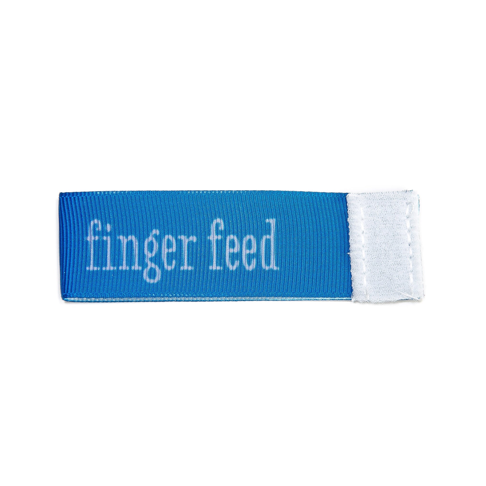 finger feed Wee Charm ribbon blue