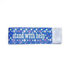 stand with help Wee Charm ribbon blue